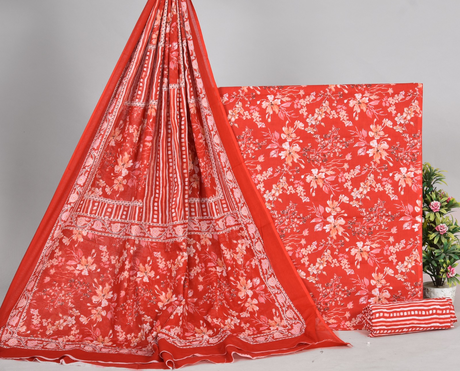 Jaipuri cotton dupatta set fabric 