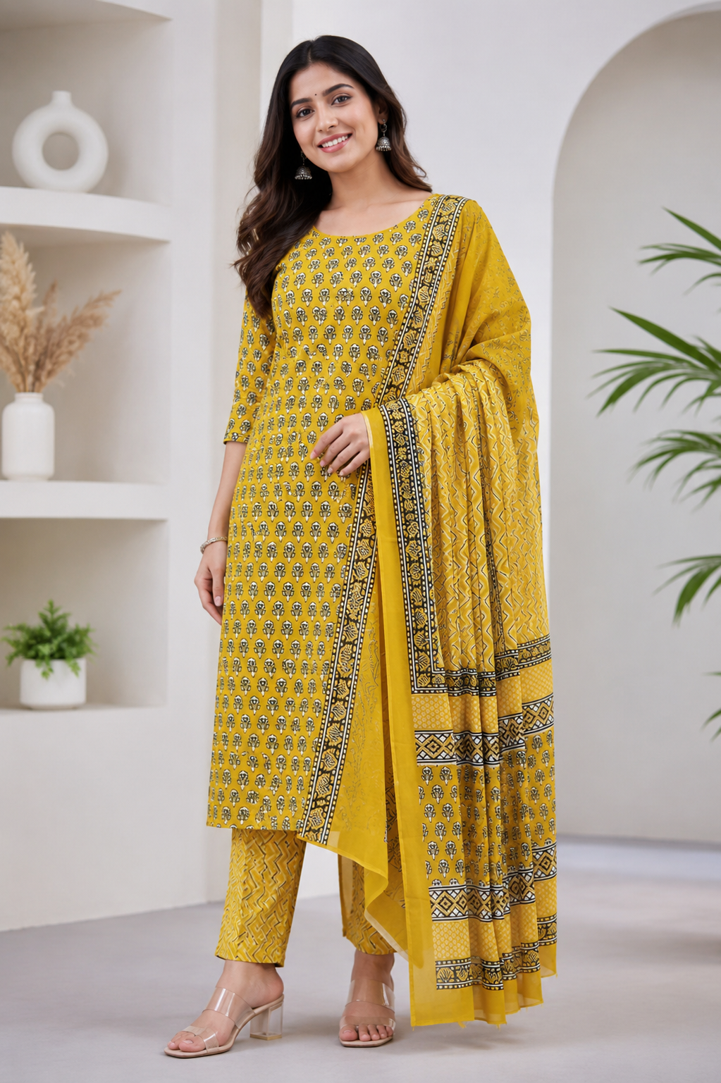 Rahi cotton suit with dupatta fabric 